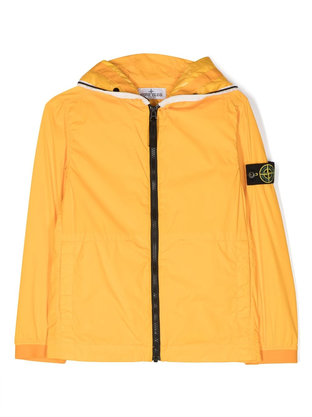 Stone Island Junior 标贴拉链连帽夹克 - 黄色