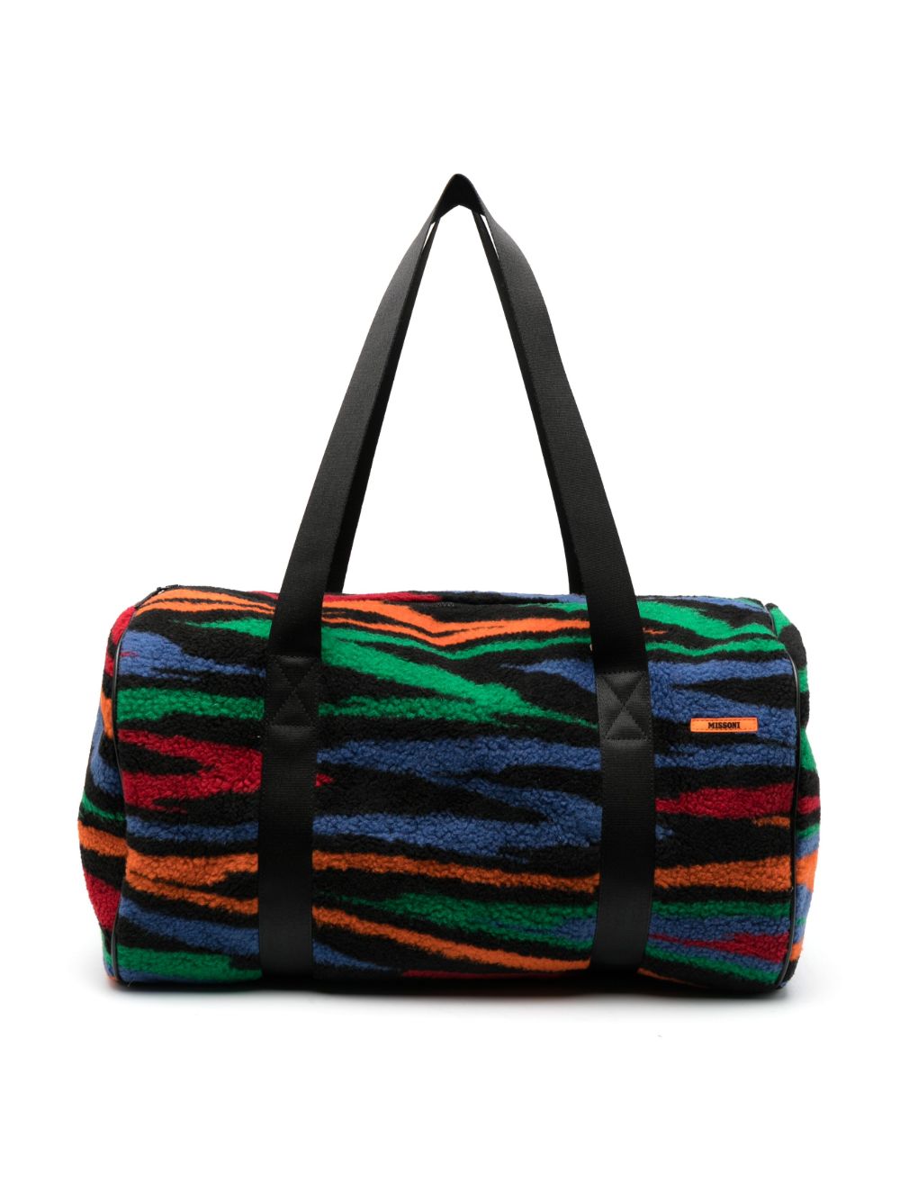 Missoni Kids 抽象图案抓绒圆筒手提包 - 黑色