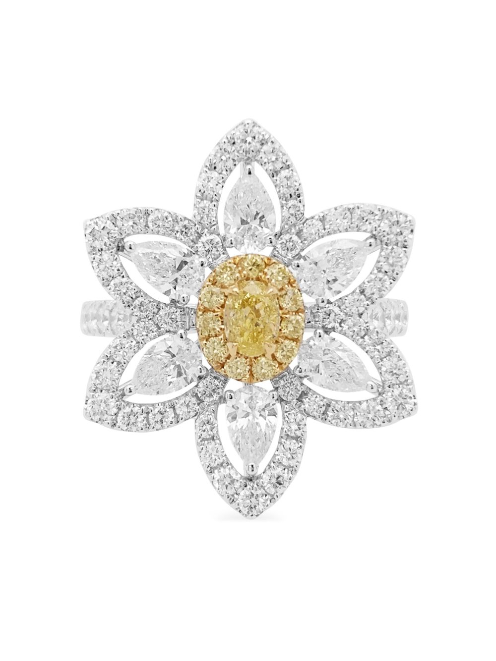 HYT Jewelry 18K白金黄金钻石戒指 - 银色
