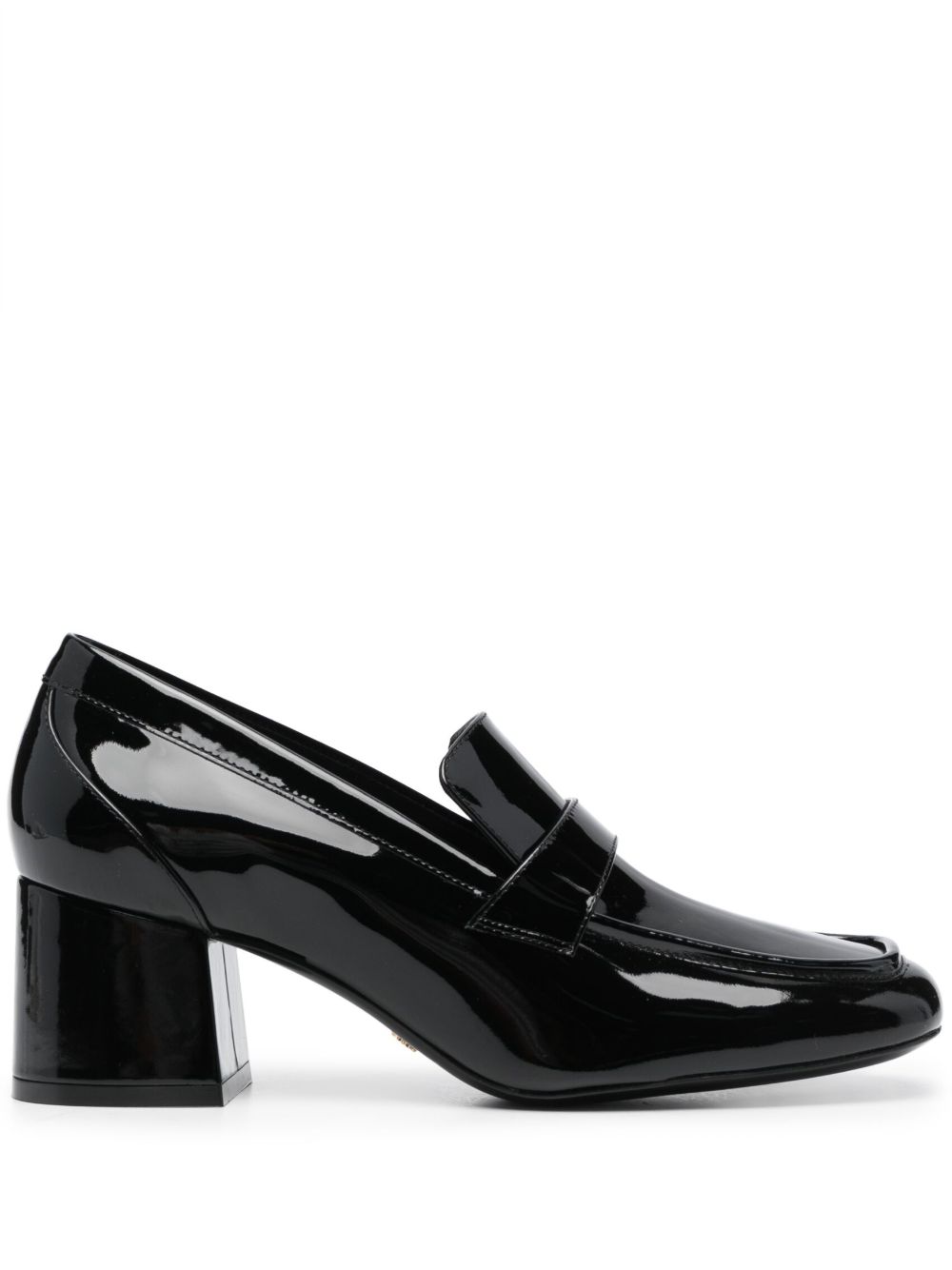 Stuart Weitzman Sleek 60 皮质中跟乐福鞋 - 黑色