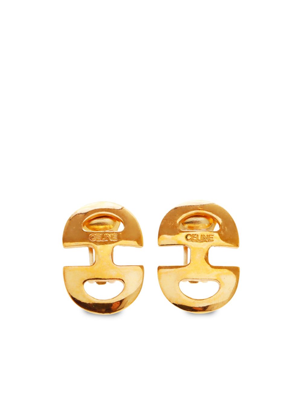 Céline Pre-Owned logo雕刻夹扣式耳环（典藏款） - 金色