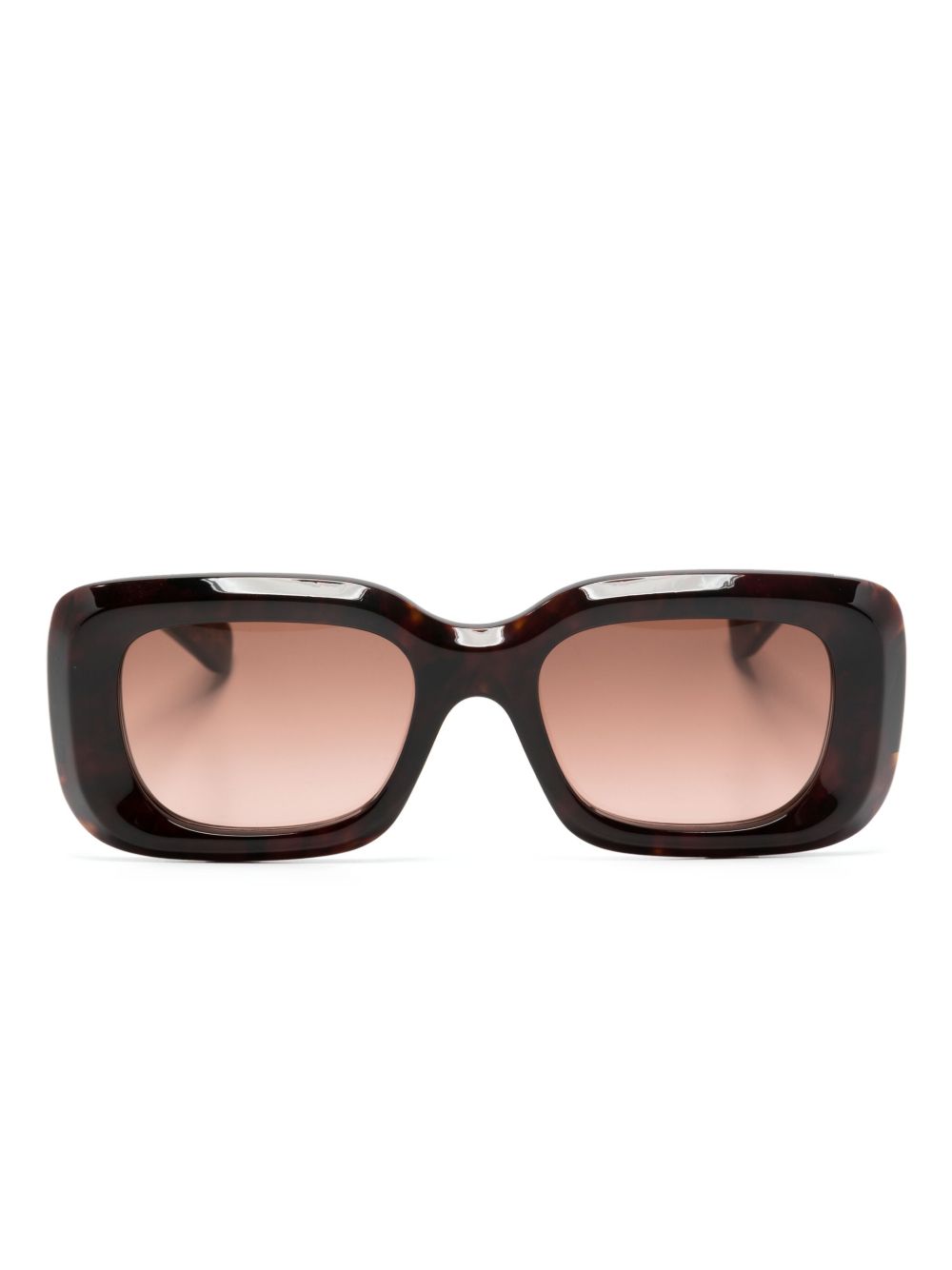 Chloé Eyewear logo印花长方形镜框太阳眼镜 - 褐色