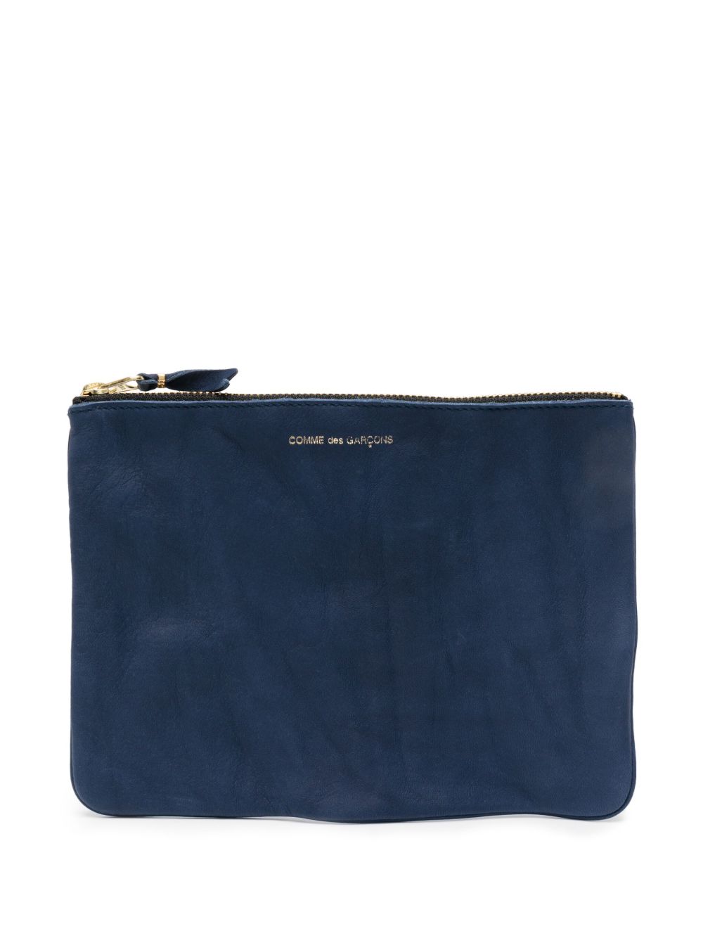 Comme Des Garçons Wallet 水洗拉链皮质小袋 - 蓝色