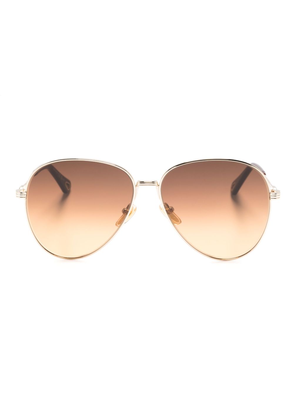 Chloé Eyewear 渐色镜片飞行员镜框太阳眼镜 - 金色