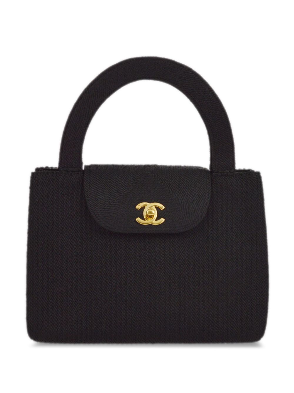 CHANEL Pre-Owned Kelly 绳纹缀饰手提包（1998年典藏款） - 黑色