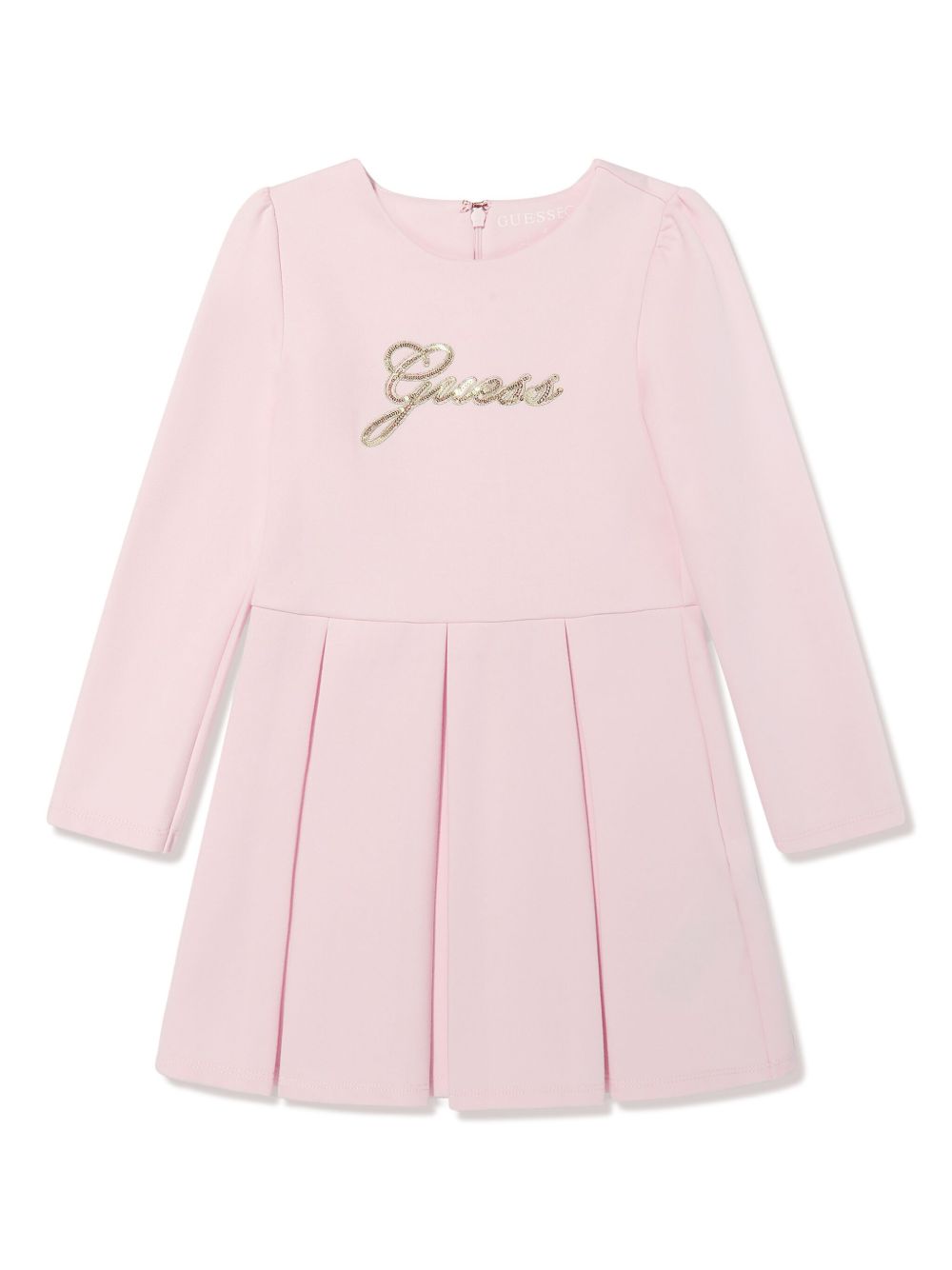 guess kids logo亮片细节中长连衣裙 - 粉色