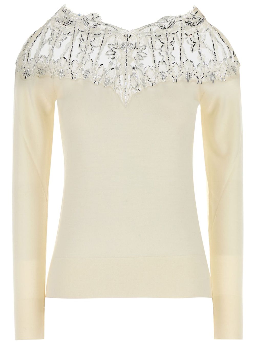 Ermanno Scervino lace-trim jumper - 中性色