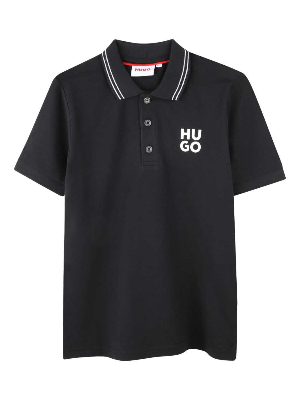 HUGO KIDS logo印花polo衫 - 黑色