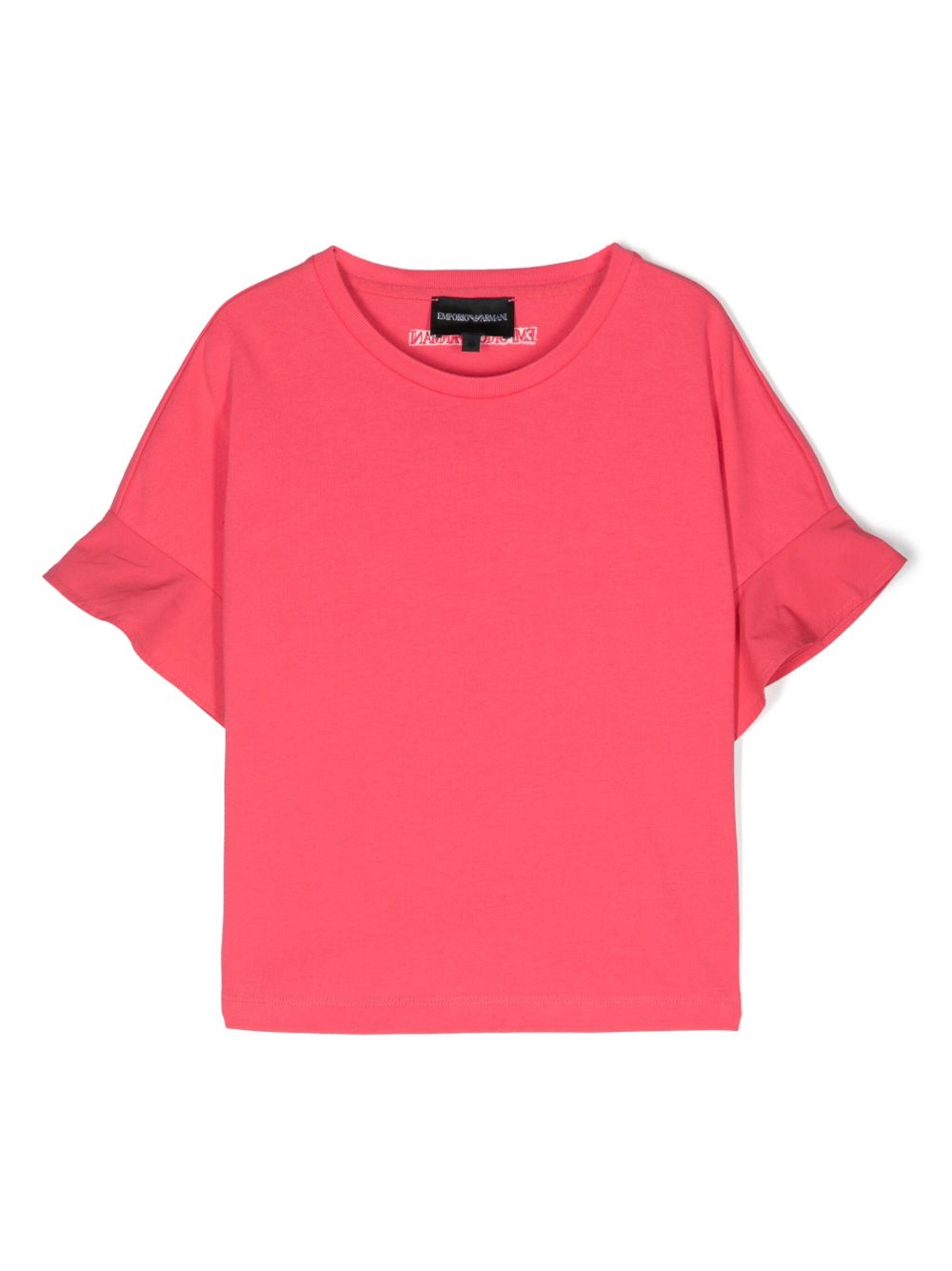 Emporio Armani Kids logo刺绣T恤 - 粉色