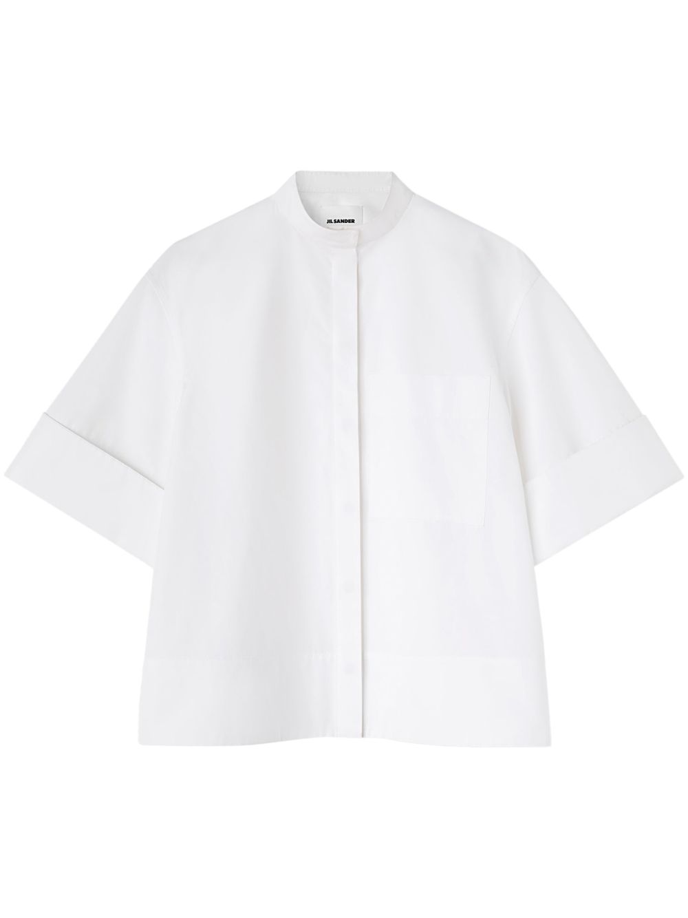 Jil Sander 宽领棉府绸混纺衬衫 - 白色