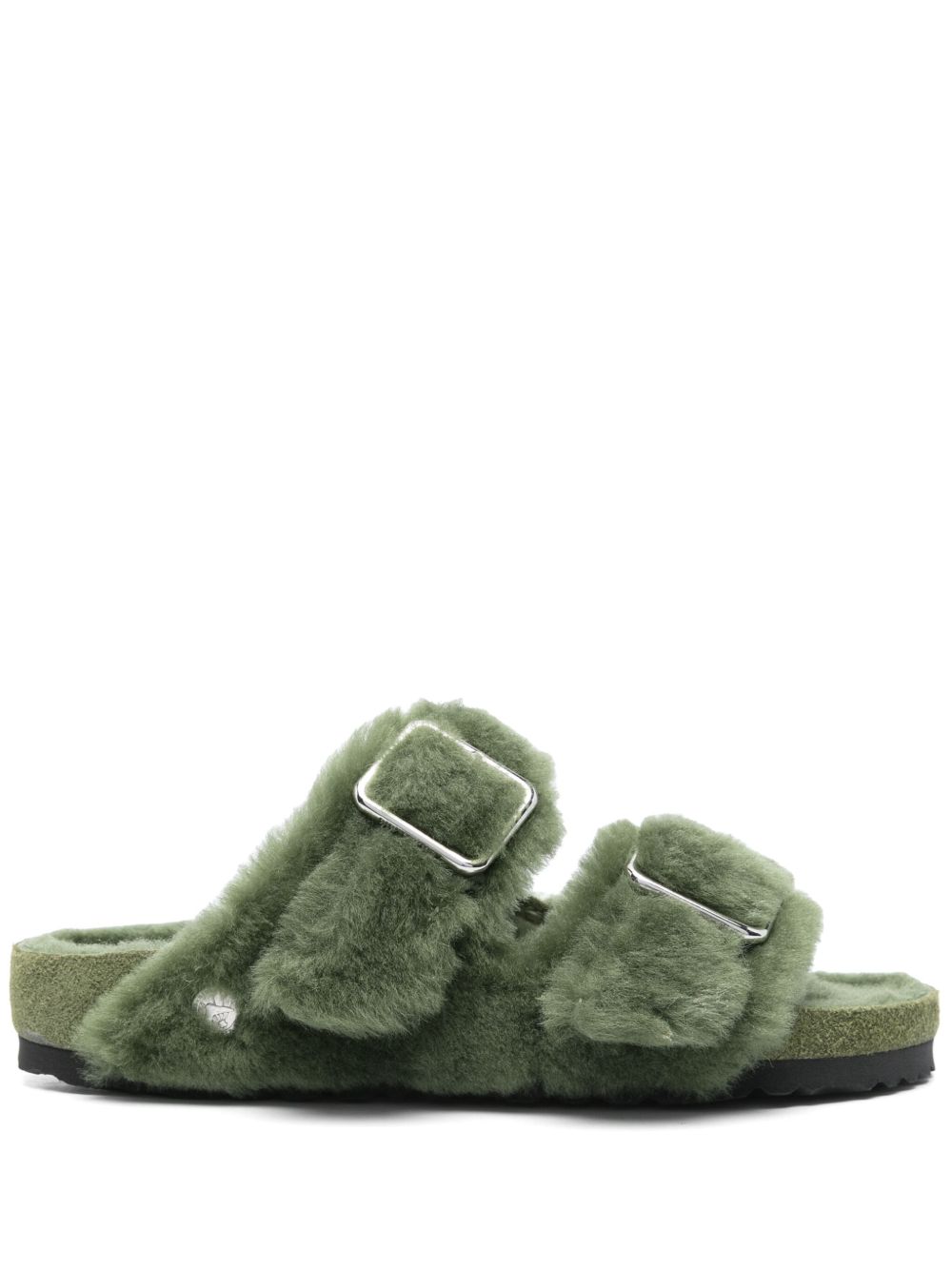 Birkenstock Arizona 1774 皮毛一体拖鞋 - 绿色