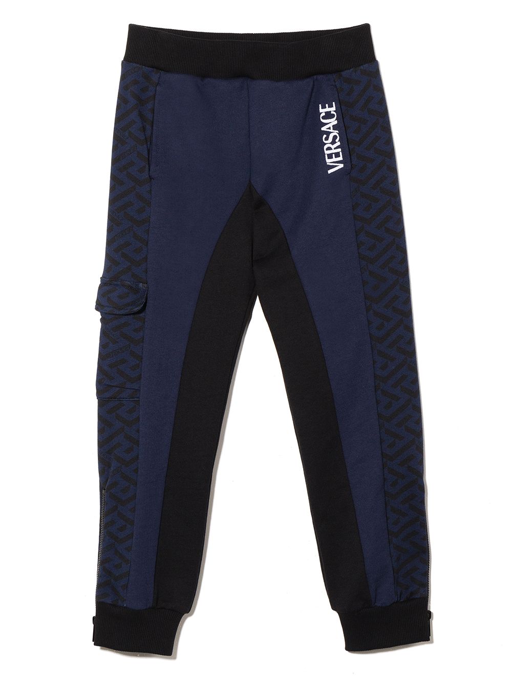 Versace Kids 范思哲 希腊风图案印花运动长裤 - 蓝色