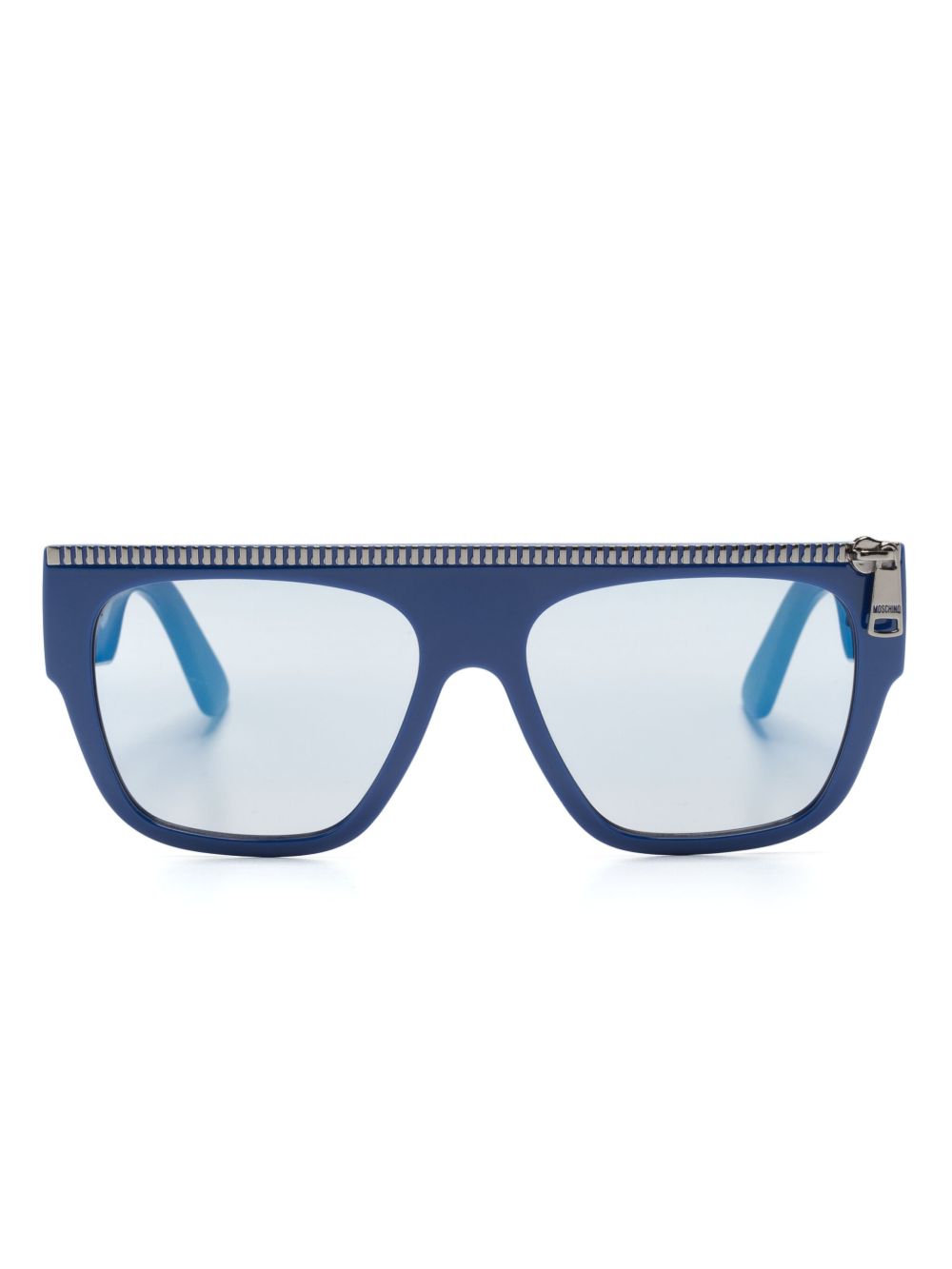 Moschino Eyewear 拉链细节方框太阳眼镜 - 蓝色