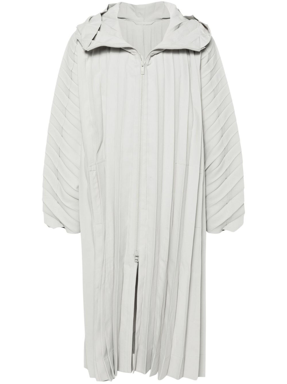 Homme Plissé Issey Miyake Edge 褶饰长款外套 - 灰色