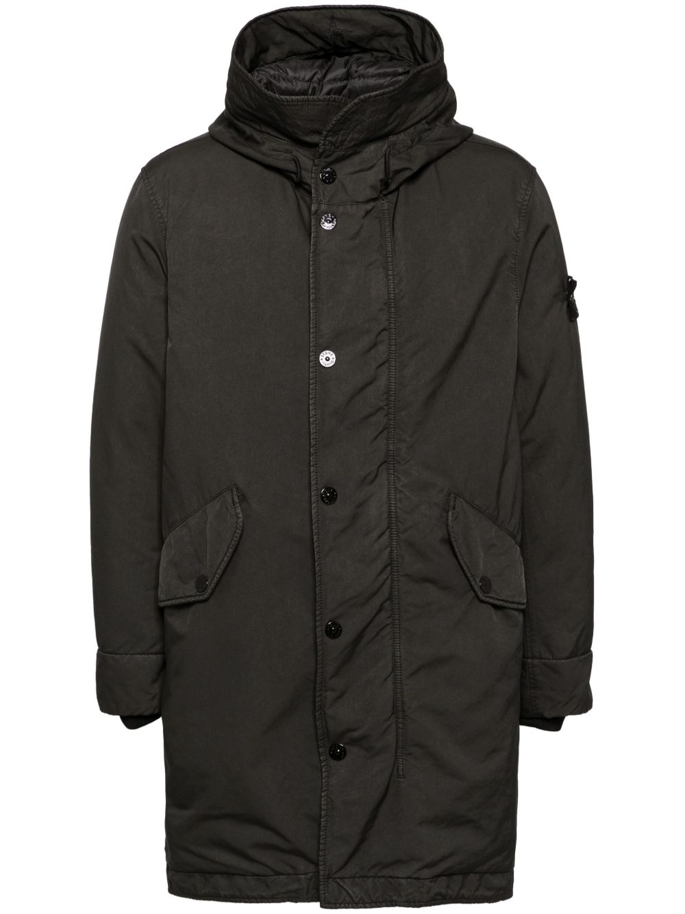 Stone Island 排扣羽绒夹克 - 黑色