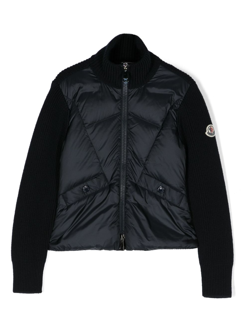 Moncler Enfant 标贴填充羊毛夹克 - 蓝色