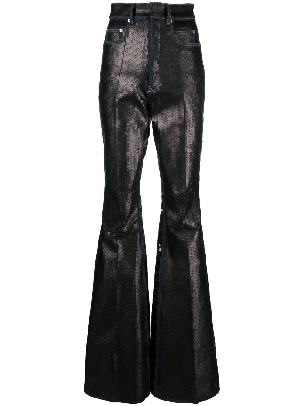 Rick Owens 亮片喇叭裤 - 蓝色