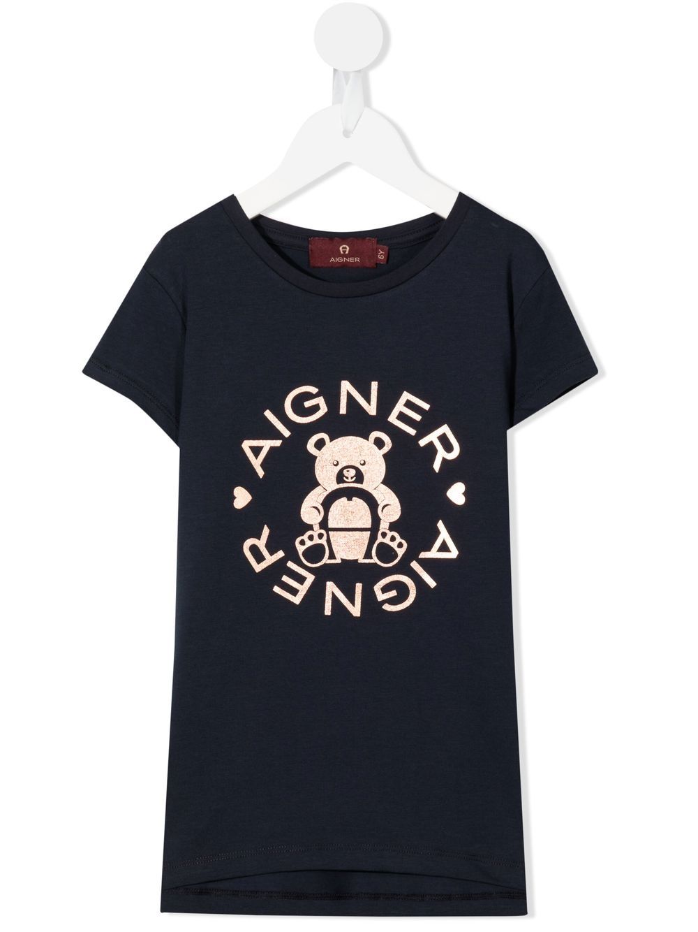 Aigner Kids logo印花短袖T恤 - 蓝色
