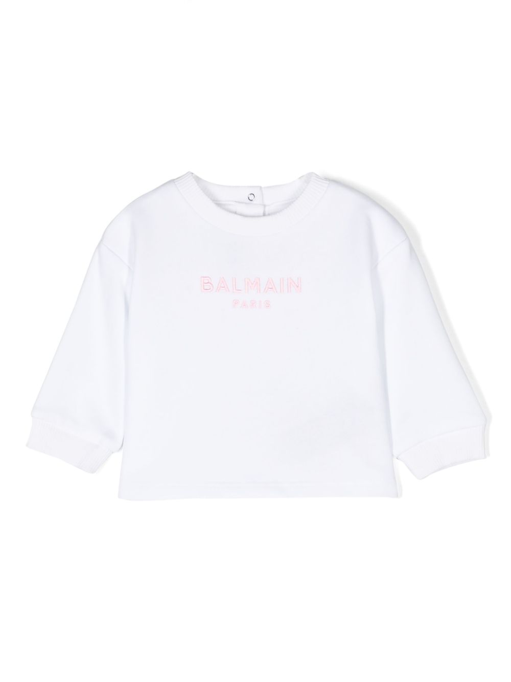 Balmain Kids logo刺绣棉卫衣 - 白色