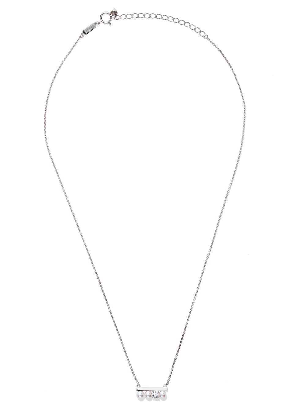 TASAKI Balance 18K白金小号阿古屋珍珠钻石吊饰项链 - 银色