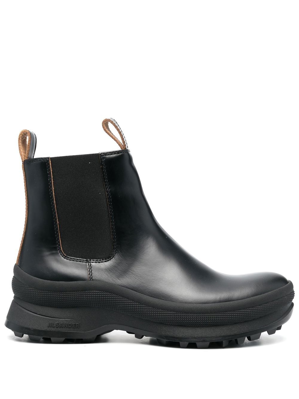 Jil Sander 皮质切尔西靴 - 黑色