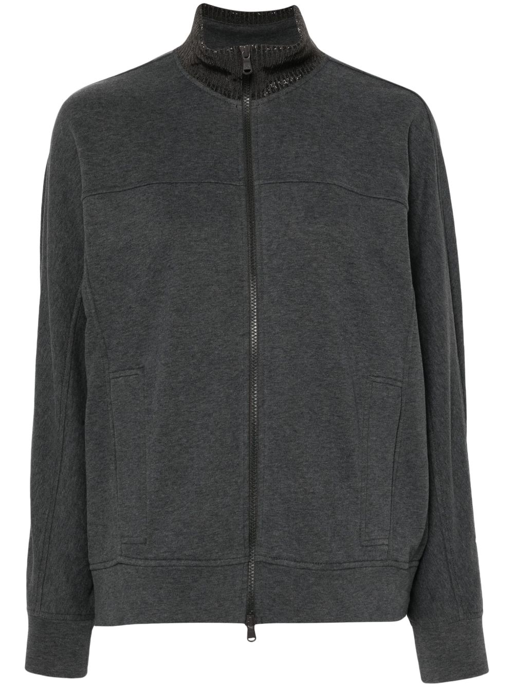 Brunello Cucinelli 串珠细节开衫 - 灰色