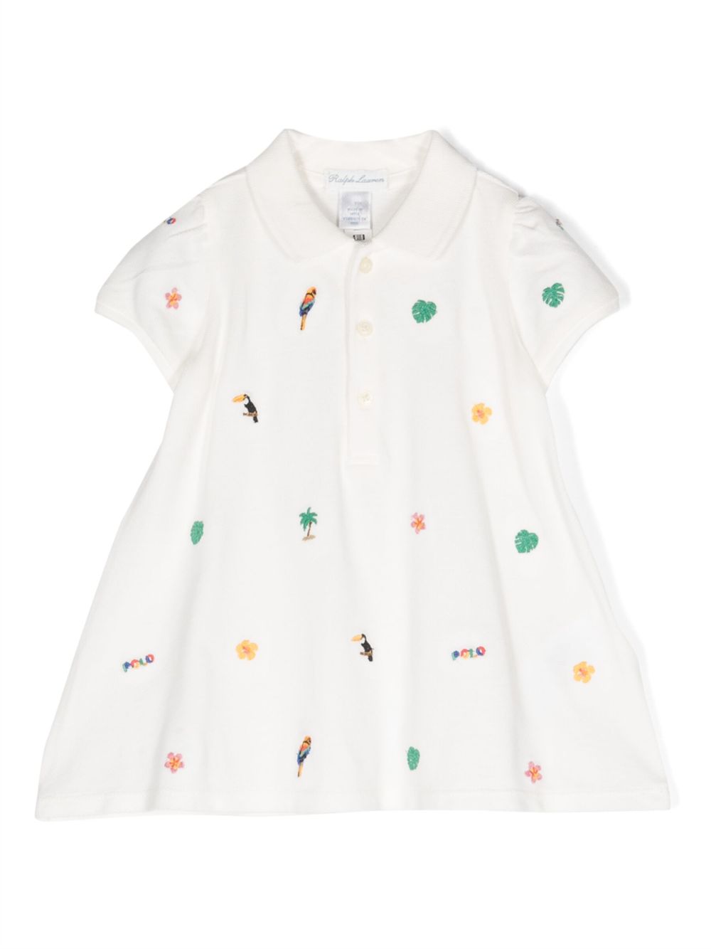 POLO RALPH LAUREN KIDS 刺绣polo领连衣裙 - 白色