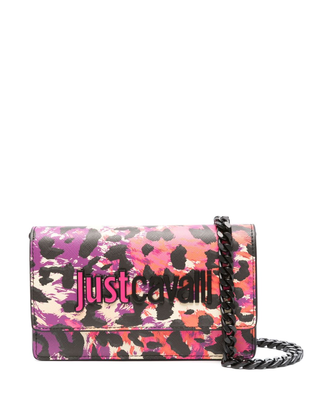 Just Cavalli logo文字单肩包 - 紫色