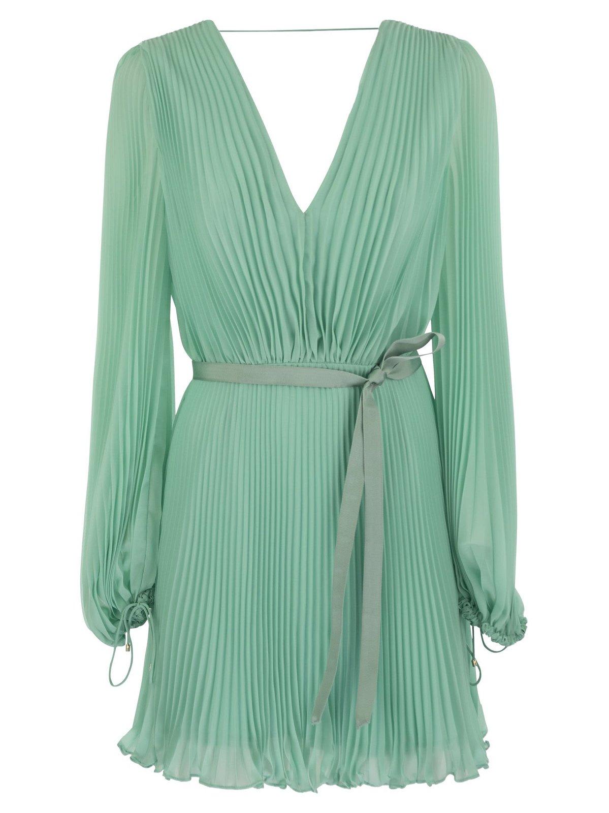 Max Mara Pianoforte V-neck Pleated Mini Dress