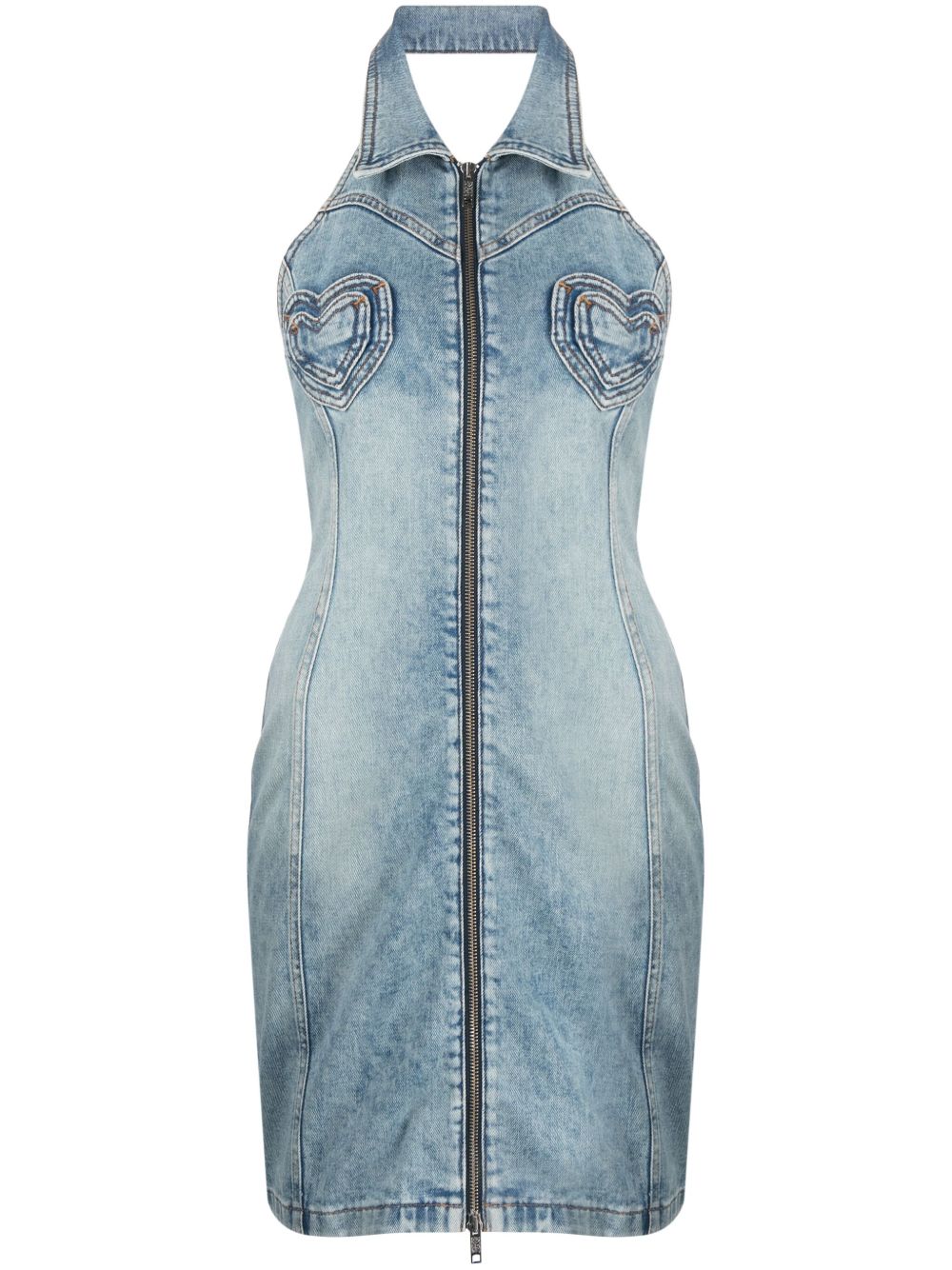 MOSCHINO JEANS 心形拼接牛仔迷你连衣裙 - 蓝色