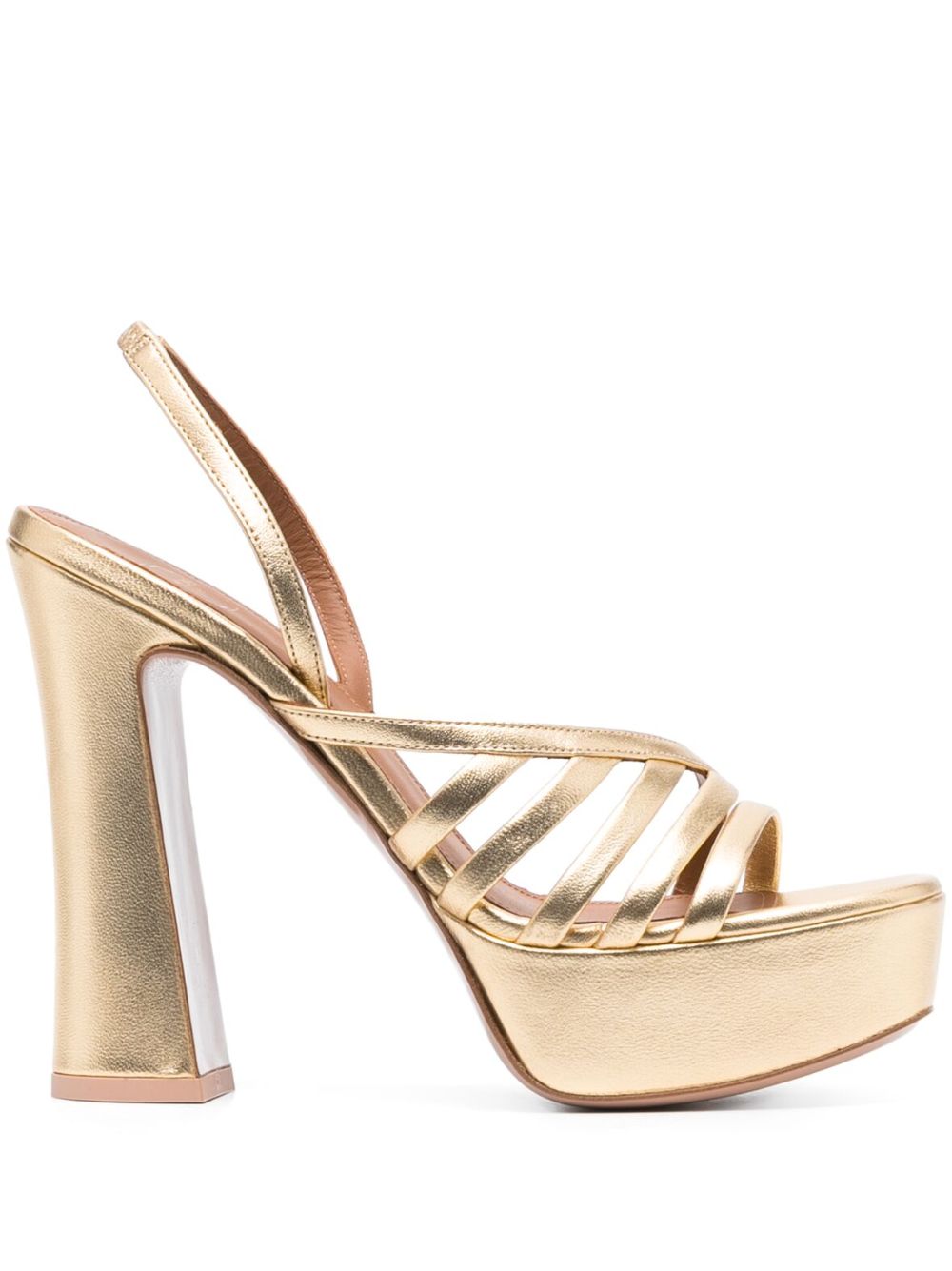 Malone Souliers Amaya 袢带水台式高跟凉鞋 - 金色
