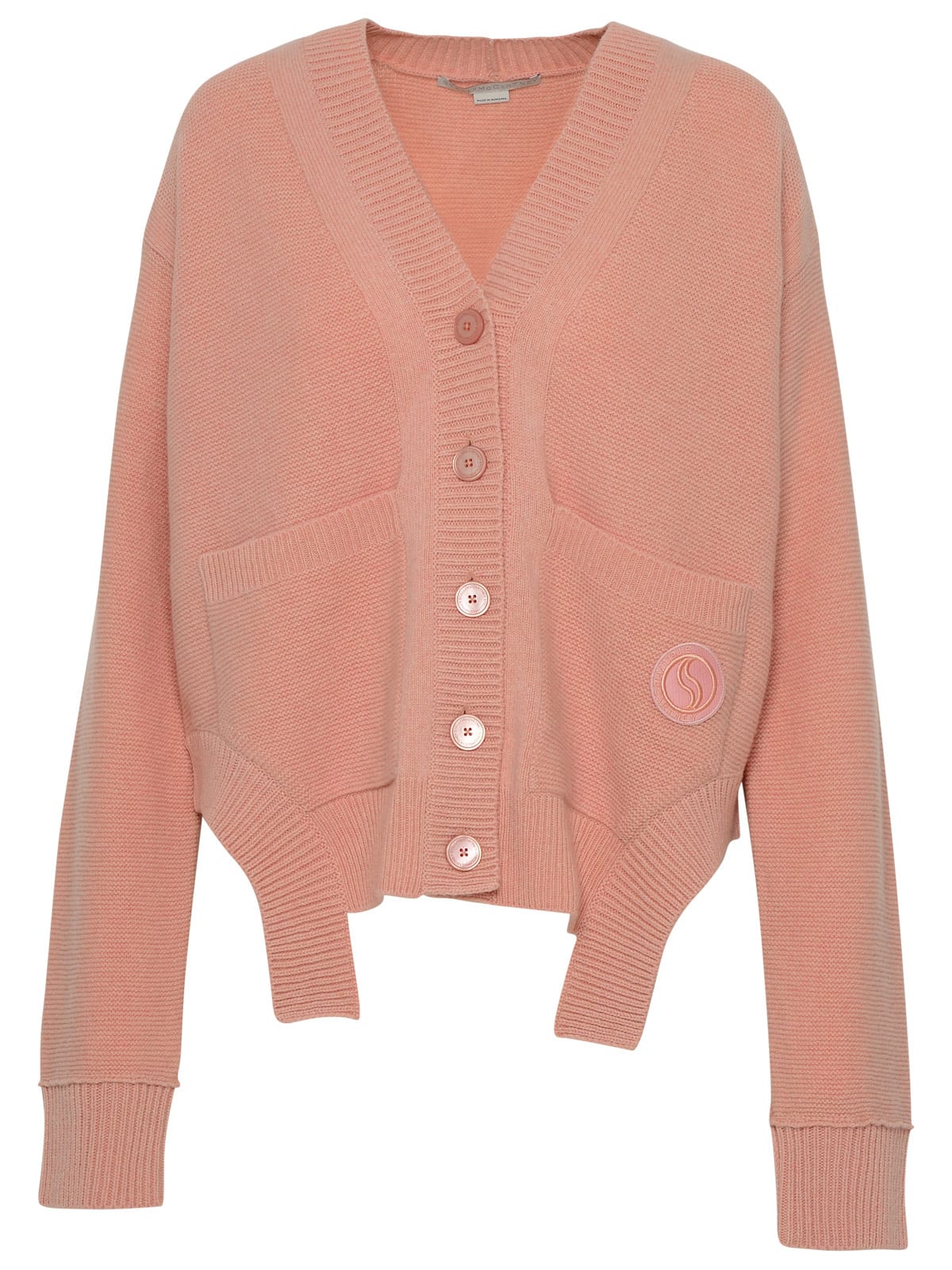 Stella McCartney 粉色羊绒混纺S波浪纹开衫