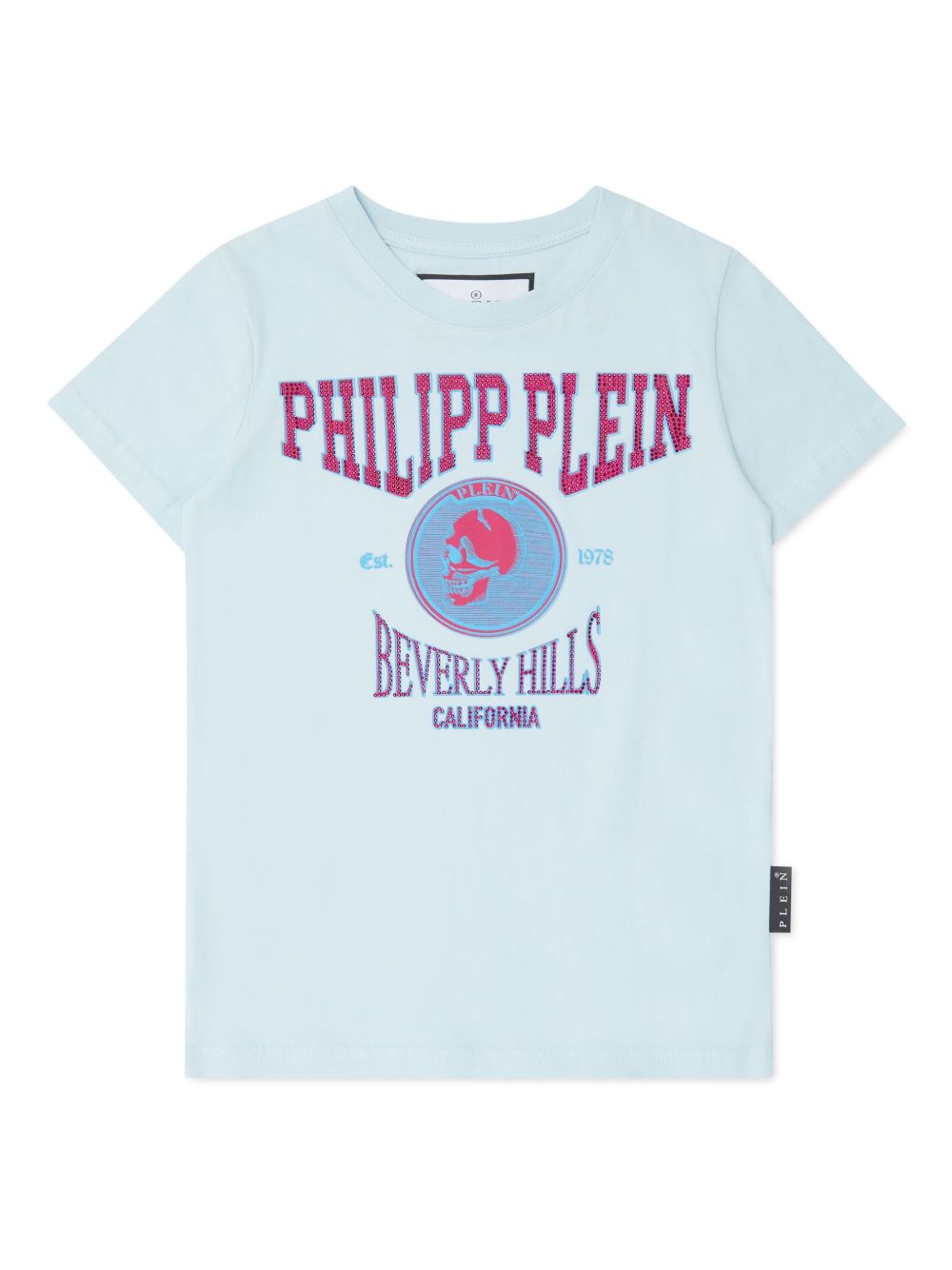Philipp Plein Junior 晶饰棉T恤 - 蓝色