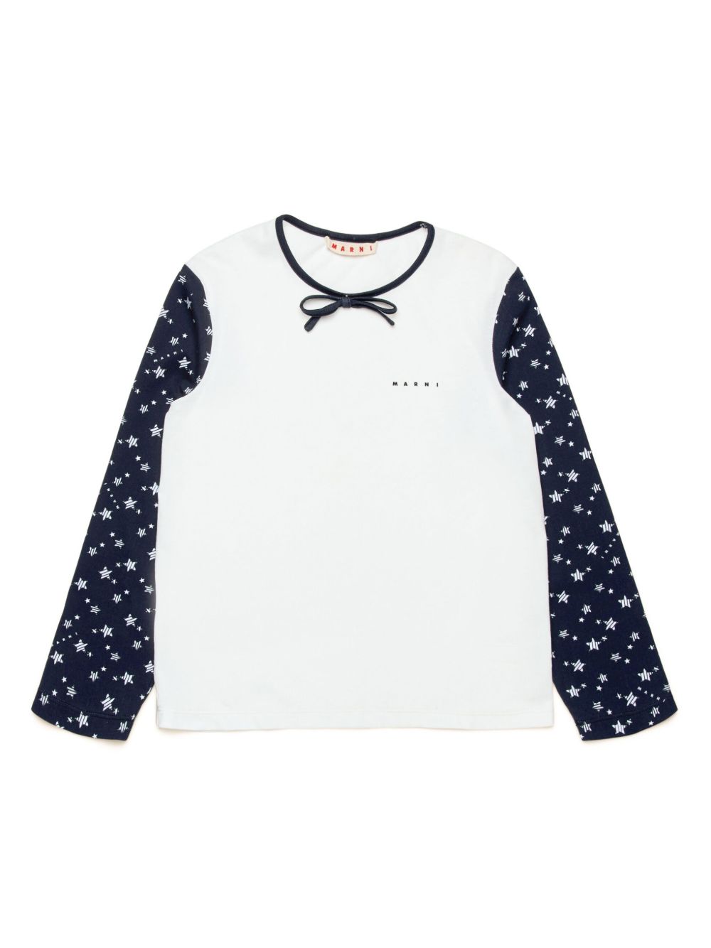 Marni Kids 蝴蝶结细节长袖T 恤 - 白色