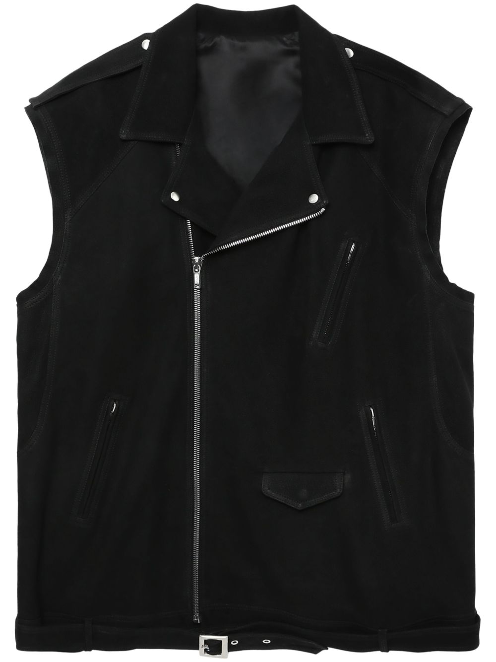 Rick Owens 皮质机车马甲 - 黑色