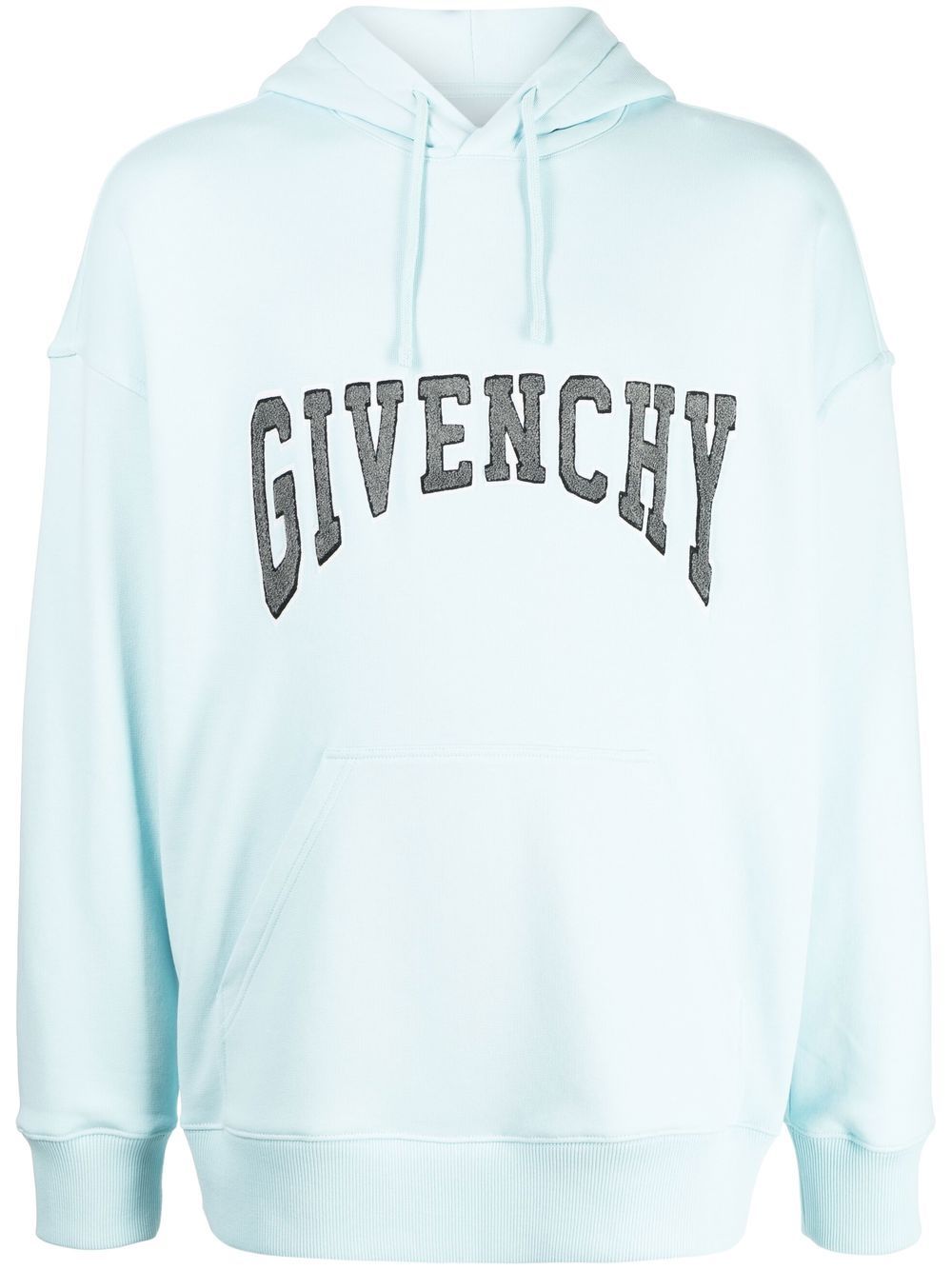 Givenchy logo贴花棉连帽衫 - 蓝色