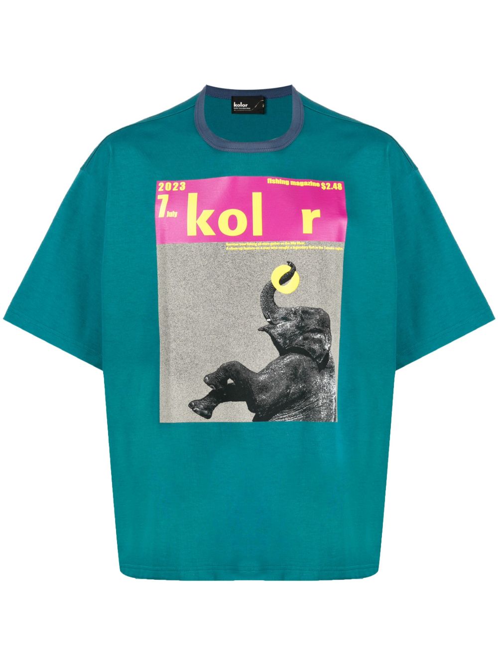 Kolor 图案印花棉T恤 - 绿色