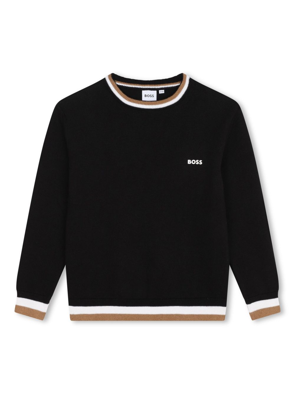 BOSS Kidswear logo印花条纹细节毛衣 - 黑色