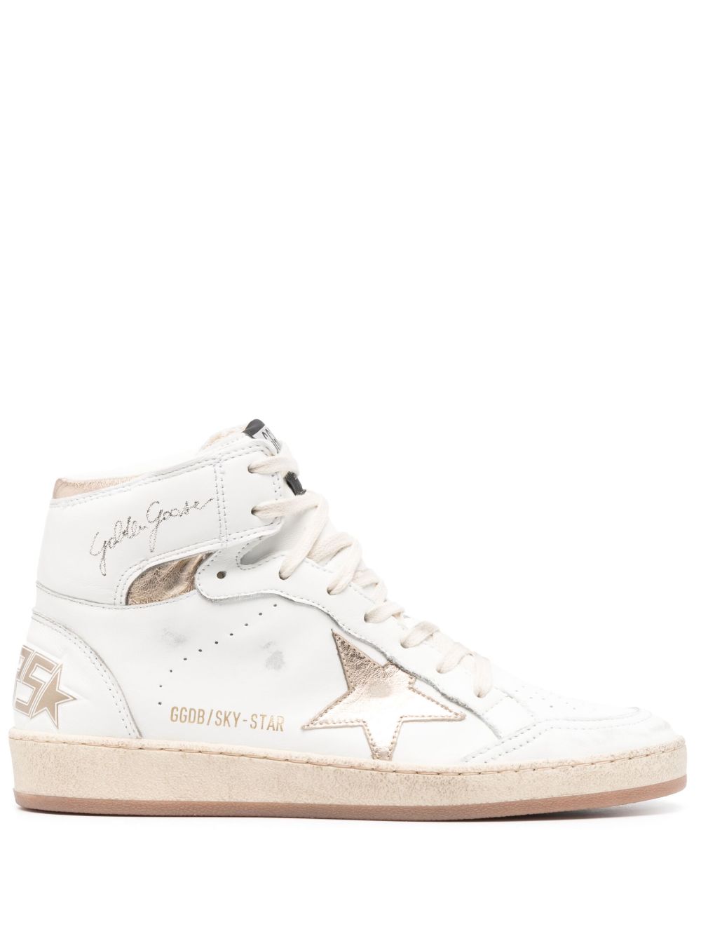Golden Goose 星星贴花系带板鞋 - 白色