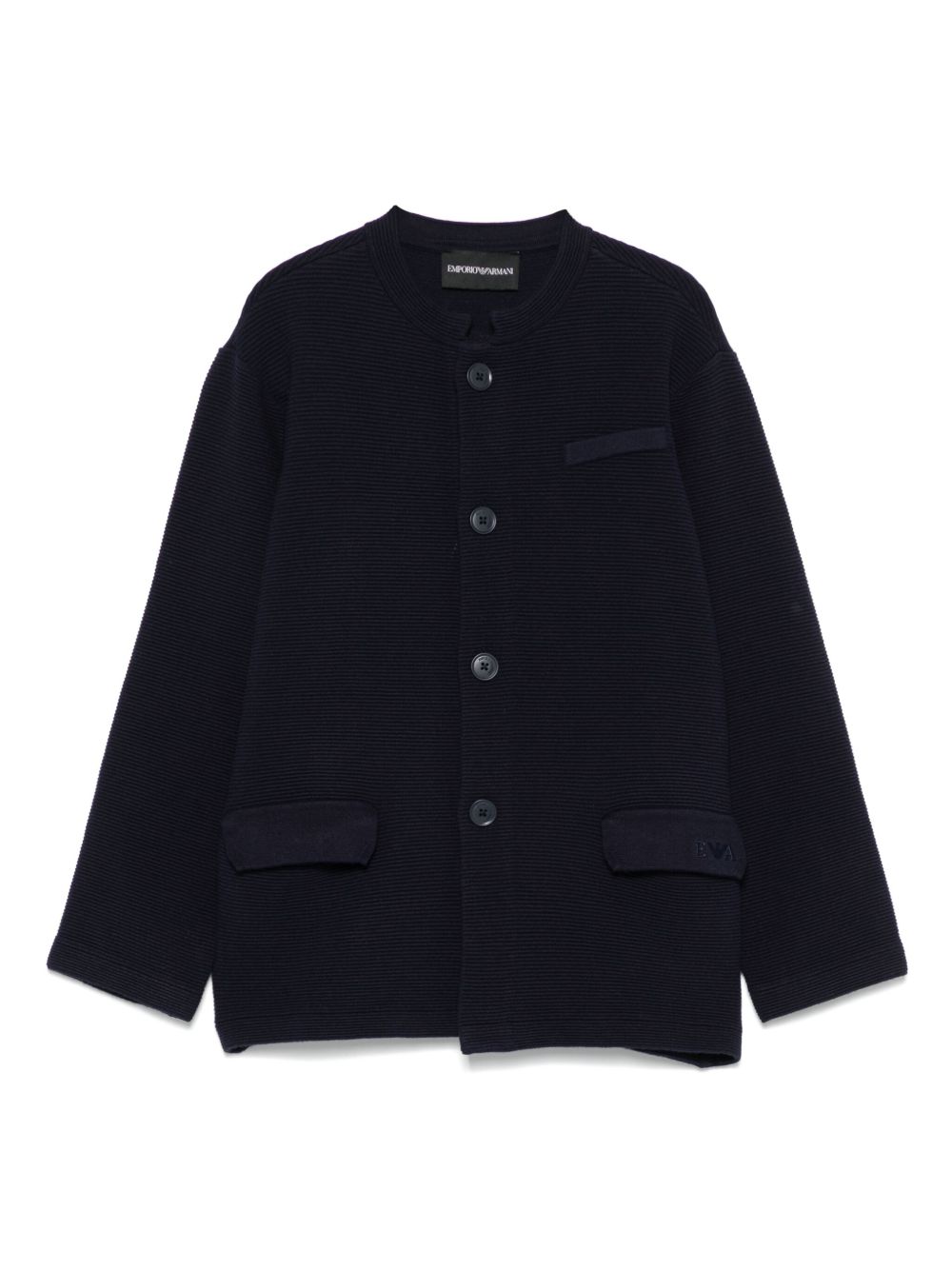 Emporio Armani Kids 立体针织开衫 - 蓝色