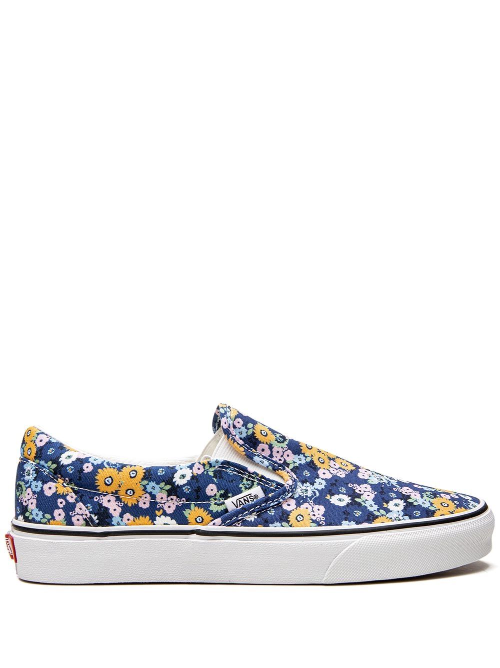 Vans 花卉印花套穿式板鞋 - 蓝色