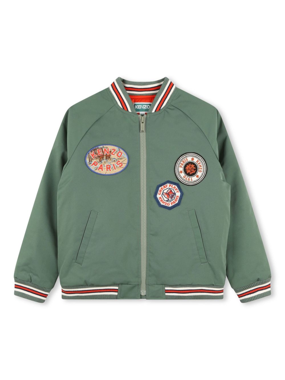 Kenzo Kids logo贴花飞行员夹克 - 绿色
