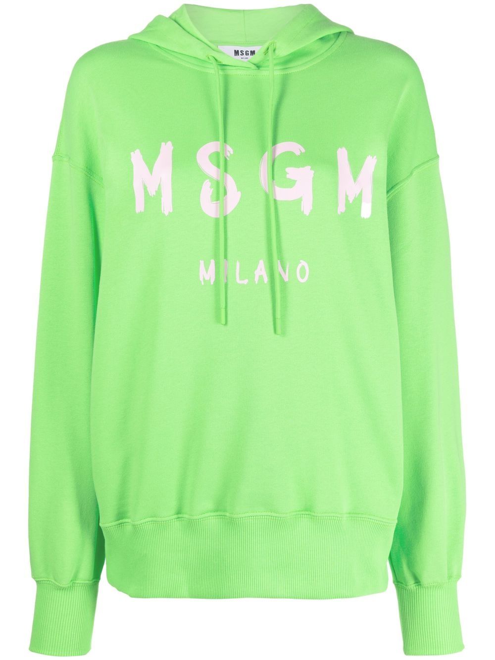 MSGM logo印花棉连帽衫 - 绿色