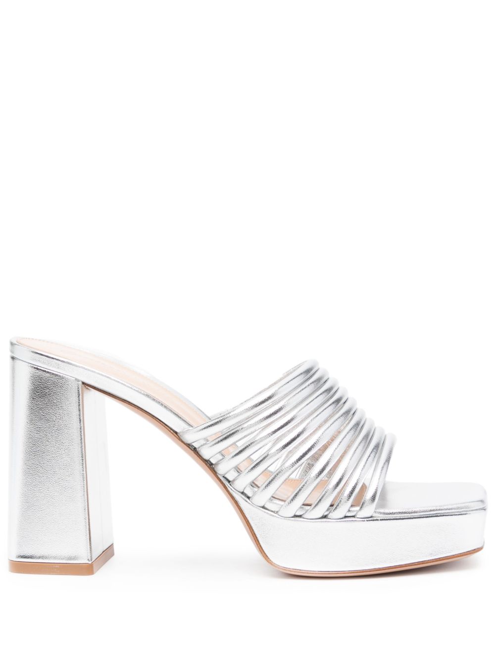Gianvito Rossi Lena 金属感效果高跟穆勒鞋 - 银色