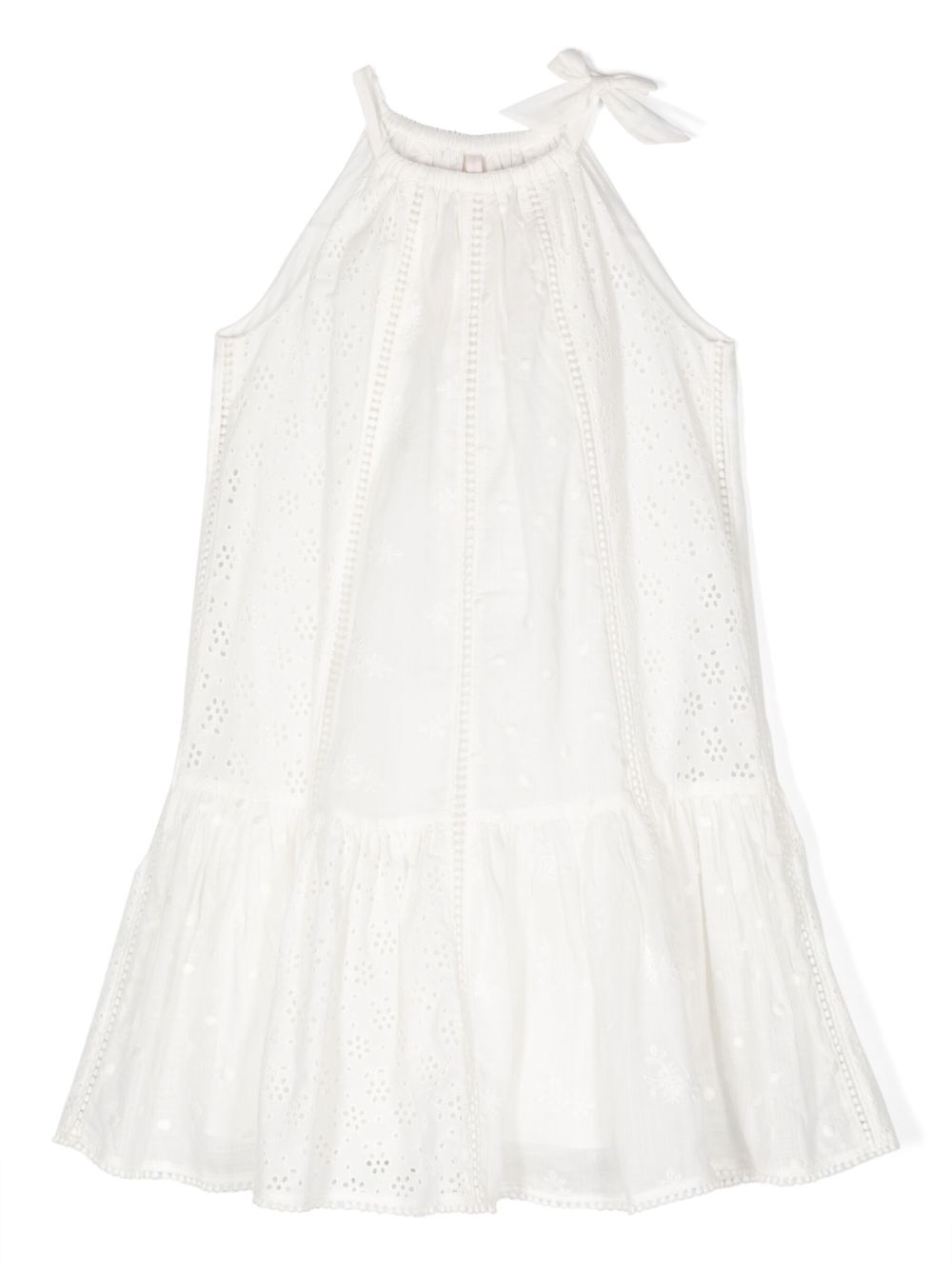 ZIMMERMANN Kids 马德拉刺绣无袖连衣裙 - 白色