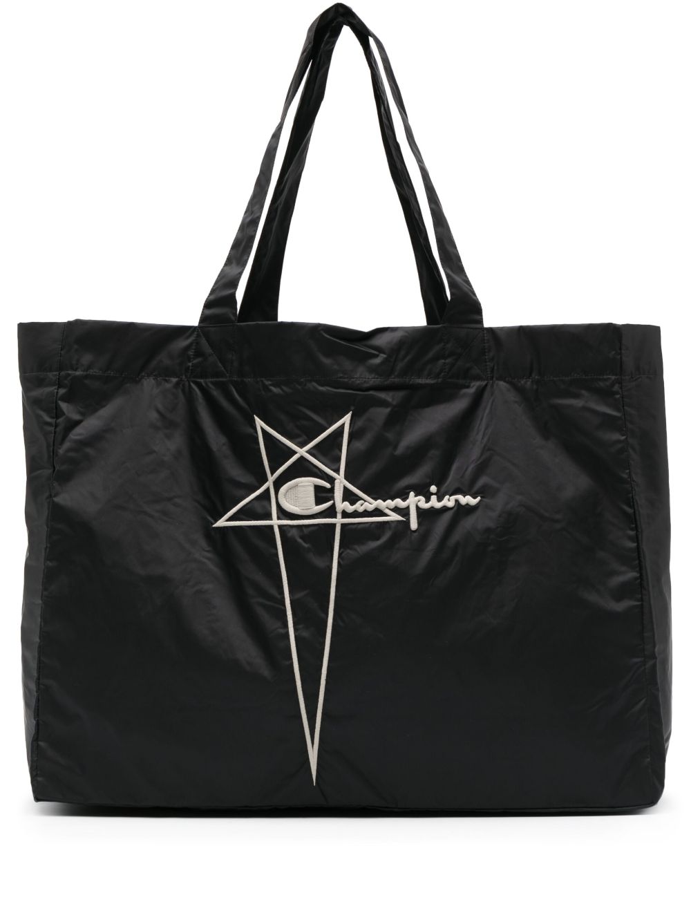 Rick Owens X Champion x Champion logo刺绣托特包 - 黑色