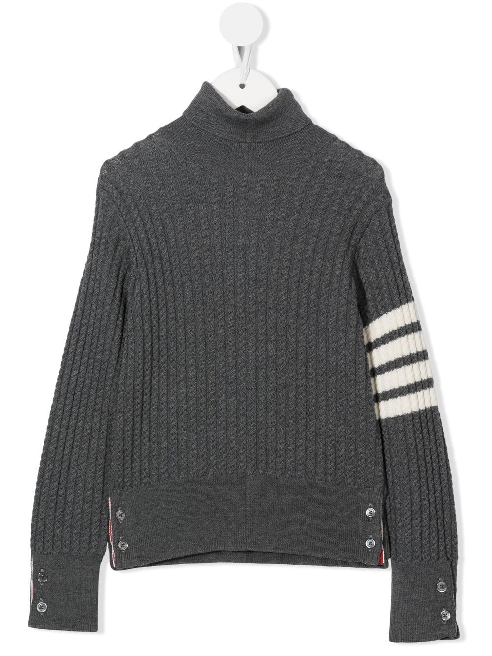 Thom Browne Kids 条纹细节高领毛衣 - 灰色