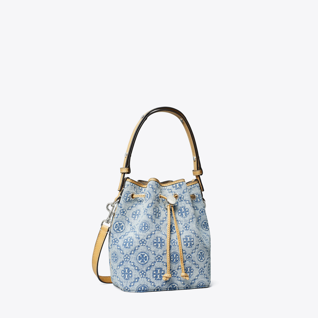 Tory Burch T Monogram Denim Bucket Bag
