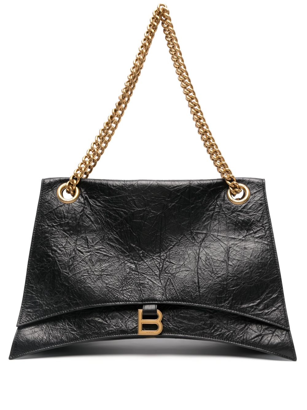 Balenciaga Crush 皮质大号单肩包 - 黑色