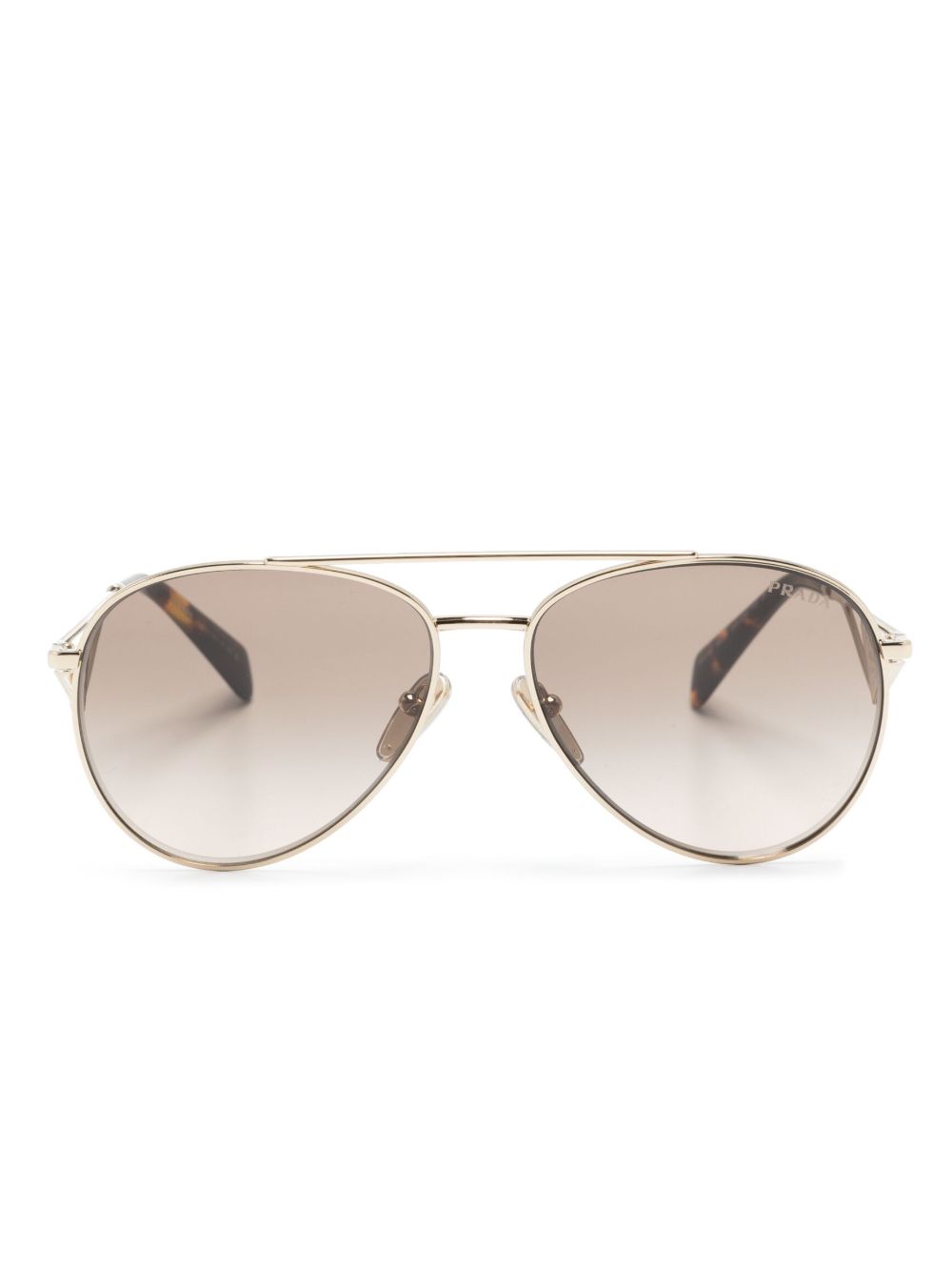Prada Eyewear 珐琅三角形飞行员镜框太阳眼镜 - 金色